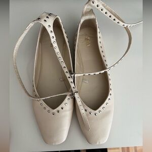 zara studded flats with strap